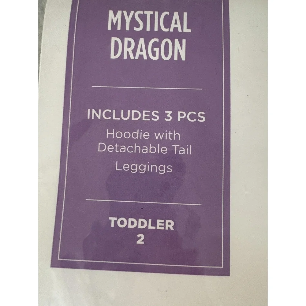 Suit Yourself Mystical Dragon‎ Costume Toddler 2-3T Purple Green 3 Piece Hoodie